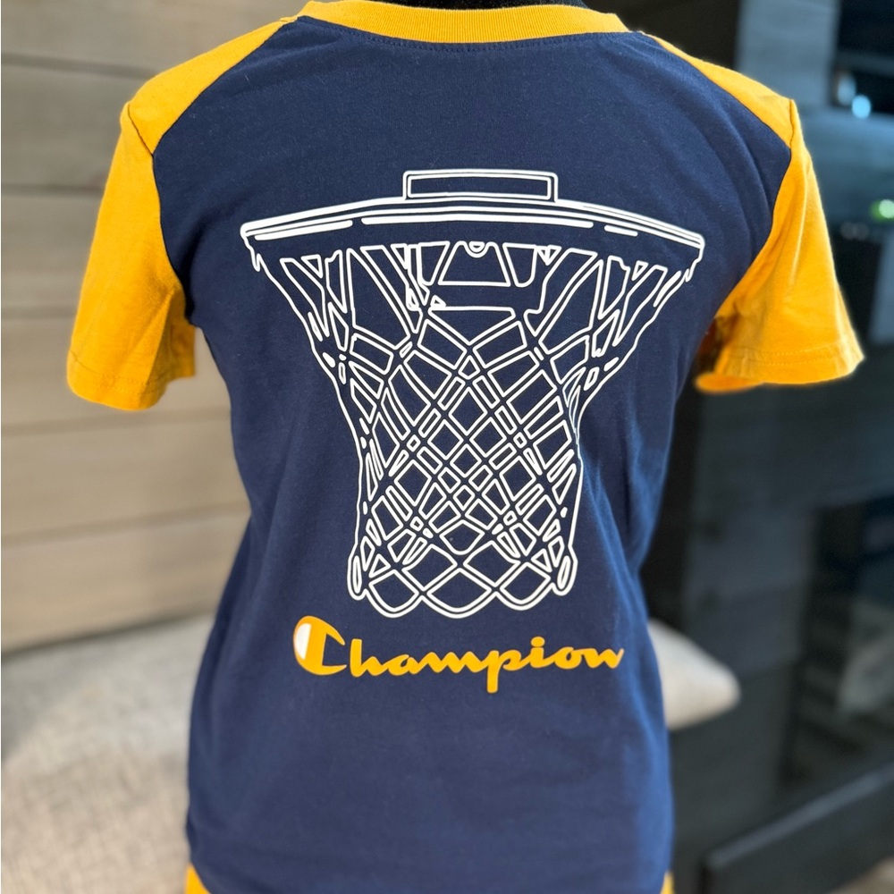 Champion Navy and Gold Basketball Tee +FREE pair of coordinating joggers
